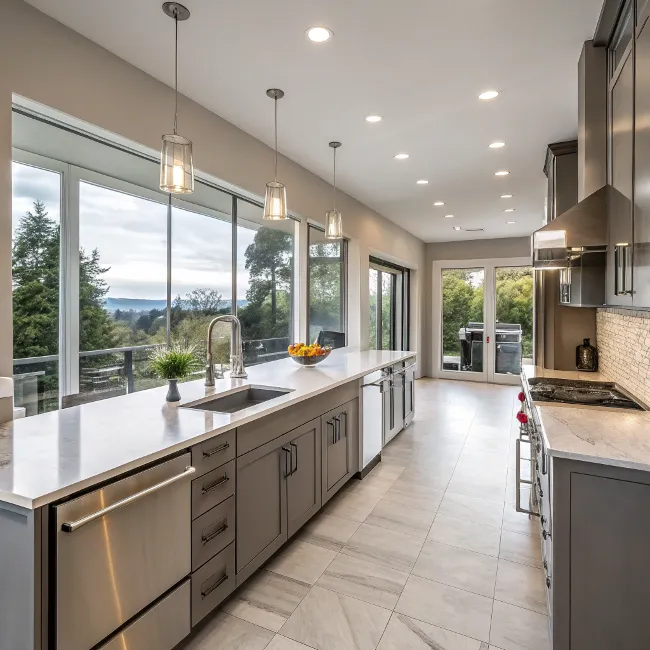 Window technician installing a window